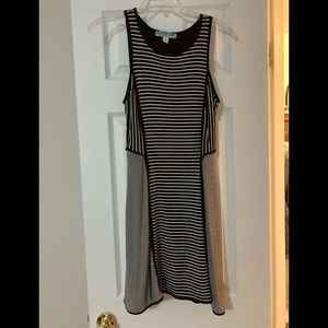 Dina Be dress.  black and white striped.   Slimming